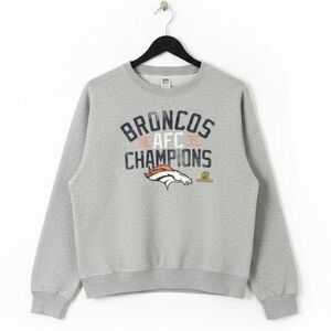 NFL Broncos 2015 Gray AFC Champions Crewneck Sweater Men’s XL